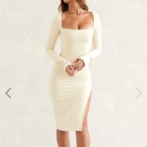 Oh Polly Cream Long Sleeve Dress